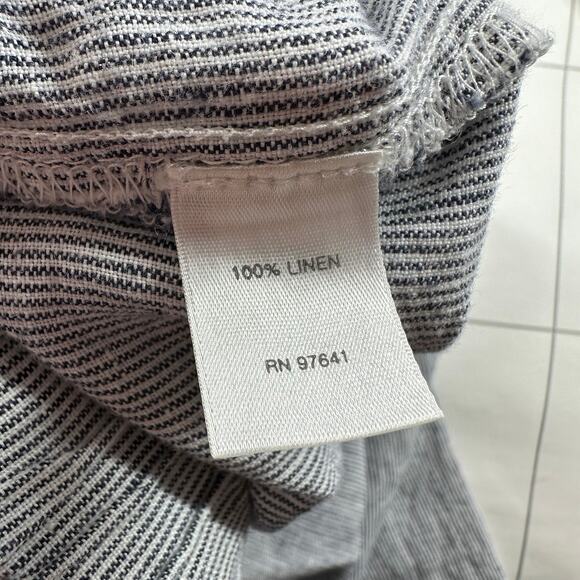 J. Jill Pants Womens Large Blue White Love Linen Micro Stripe Relaxed Coastal - Picture 4 of 12